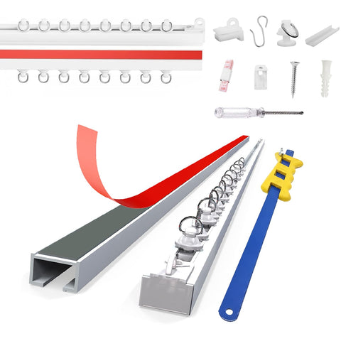 Vectorwinn Self Adhesive Ceiling Curtain Track, Ceiling and Side Mount, Track for Curtains No Drill with Install Tools (2 Meters)