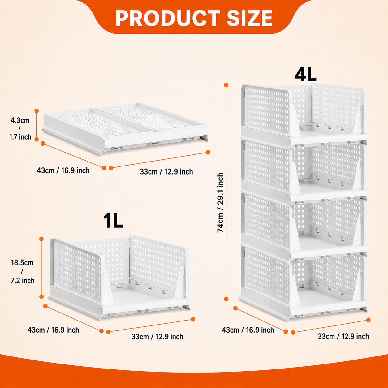 Carry Fitness 4 Pack Foldable Wardrobe Storage Organiser | Space Saving Foldable Drawer For Bedroom, Kitchen & Office