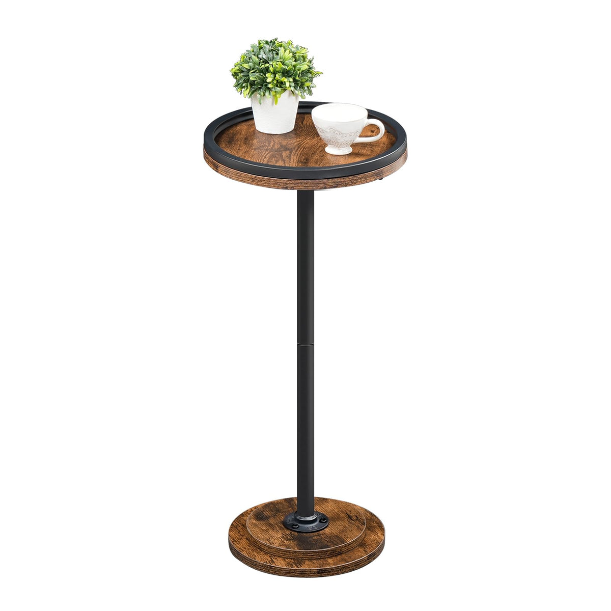 HOOBRO Round Side Table, Small Bedside Table, Drink Tables, Accent Round Table with Pedestal