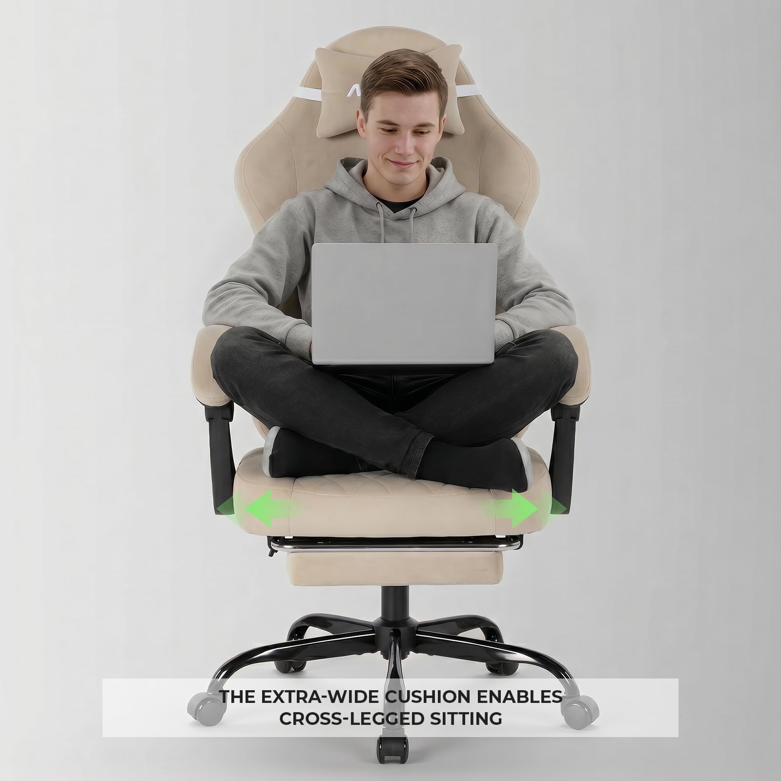 NIONIK Massage Gaming Chair with Footrest, Ergonomic Office Chair with Lumbar Support and Headrest