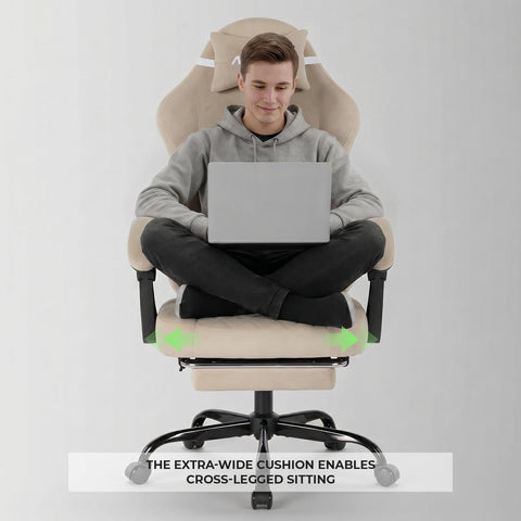 NIONIK Massage Gaming Chair with Footrest, Ergonomic Office Chair with Lumbar Support and Headrest