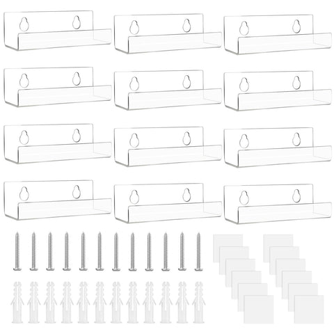 WinHoliLux 12Pcs Clear Acrylic Vinyl Record Wall Mount Shelves