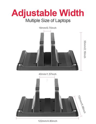 Saklifuo Vertical Laptop Stand 3 in 1 Adjustable Space-Saving Desktop Laptop Holder Sturdy ABS Portable Notebook Dock Compatible with All Notebooks