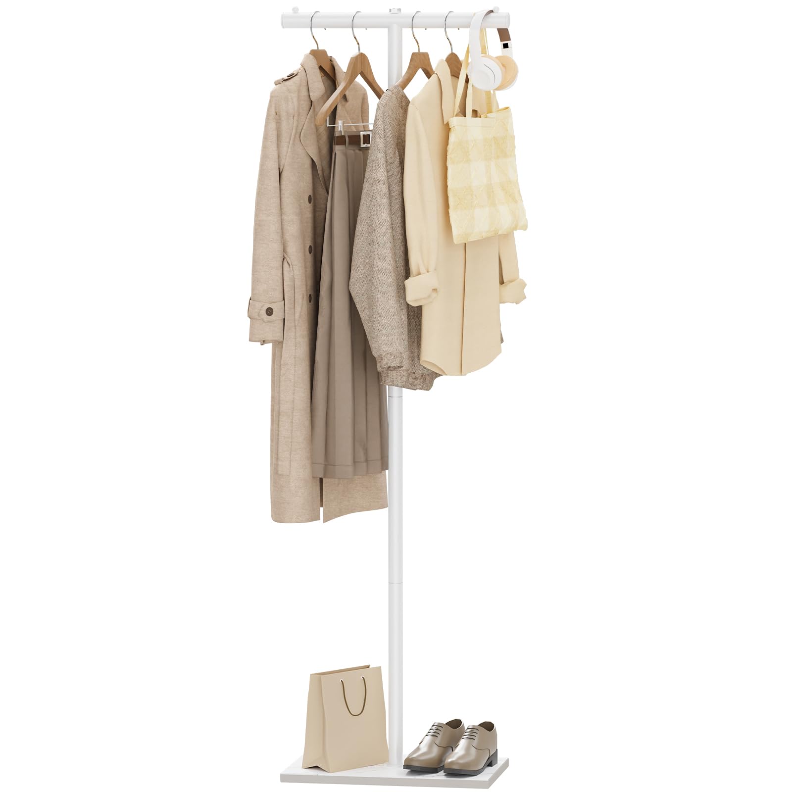 GUOHNHE T-shaped Coat Rack Freestanding, Metal Hanger, White, 175 cm High