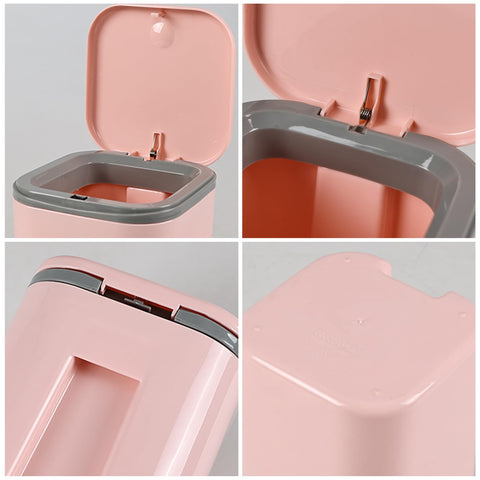 Yesdate Table Bin Mini Desk Rubbish Bin with Lid, 2 Litre Small Table Wastebasket for Office, Home, Bathroom, Bedroom, Car (Pink)