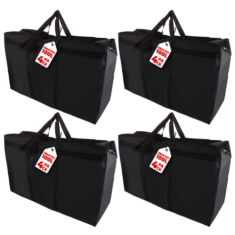 JMIATRY 4 Pack 100L Jumbo Storage Bags with Zips, 600D Large Waterproof Oxford Moving Bags with Handle, Underbed Storage Bags for Duvet, Clothes