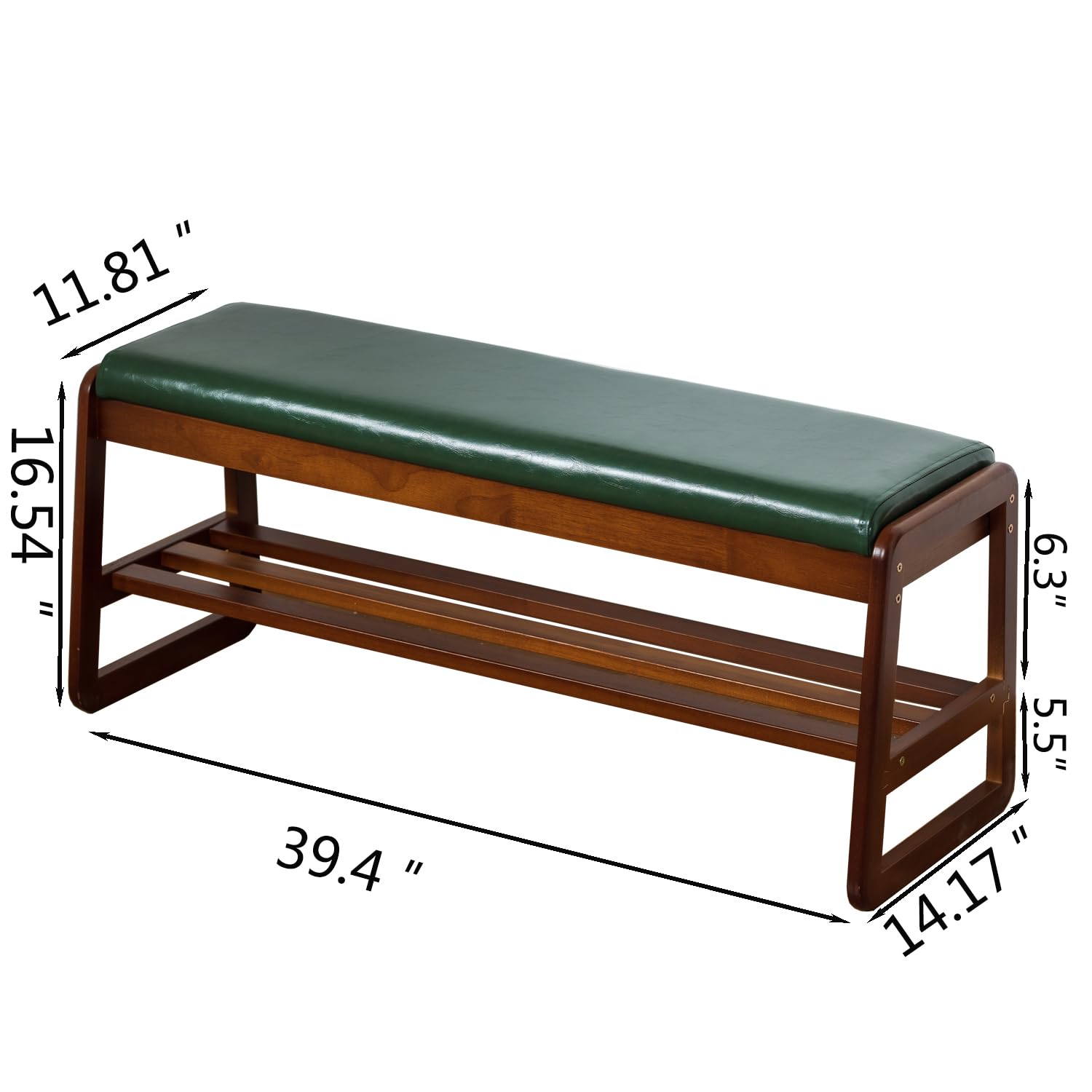 SOBIBO Solid Wood Shoe Bench, 2-Tier Entryway Bench with Cushion and Flip-Open Storage Box, Mid-Century Modern Shoe Bench Rack for Hallway