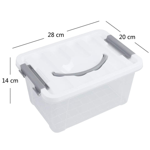 Hespama 5L Storage Boxes, Plastic Latching Box with Gray Handle, Pack of 6