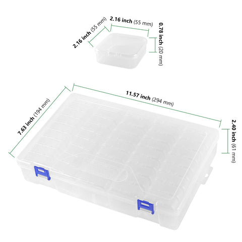 HAKZEON 2 Pack 92 Grids Small Bead Organisers, Clear Bead Storage Containers with Hinged Lid for Diamond Painting Accessories, Jewellery Making