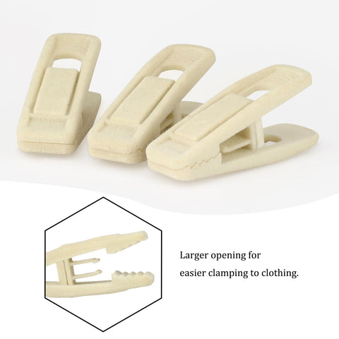 Tinfol 50pc Velvet Hangers Clips, Gray Strong Finger Flocked Clips, Pants Hangers Clips for Thin Clothes Hangers (Beige)