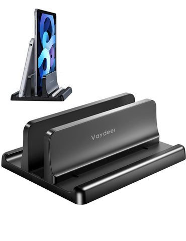VAYDEER Vertical Laptop Stand, 1-Slot, Adjustable, ABS, Black