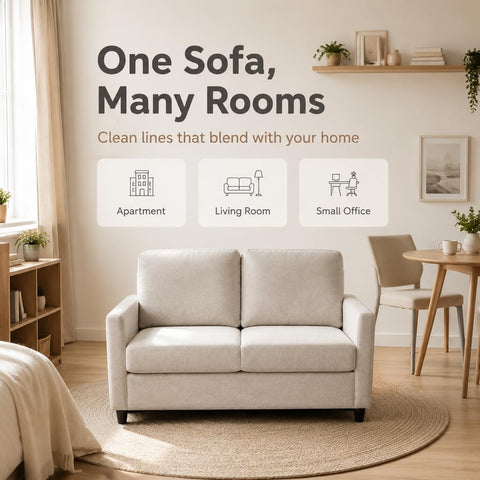 YODOLLA Beige 2-Seater Loveseat Sofa with Washable Covers