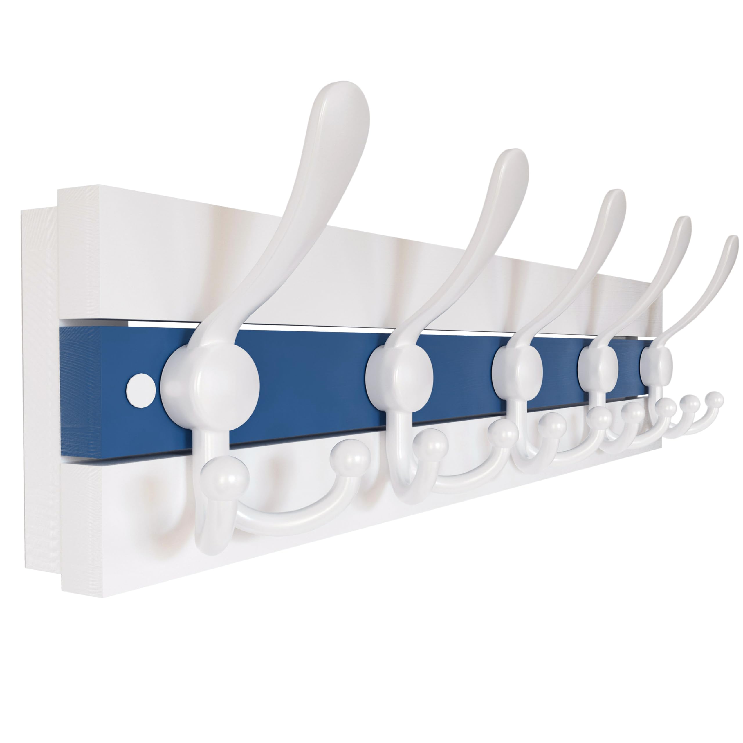 SKOLOO Coastal Wall Mounted Coat Rack - 43cm Beach House Entryway Wooden Coat Hook with 5 Hooks for Hanging Coats, Hats or Towels