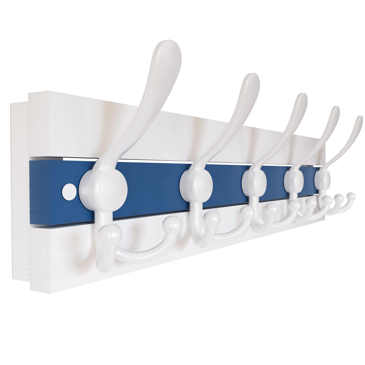 SKOLOO Coastal Wall Mounted Coat Rack - 43cm Beach House Entryway Wooden Coat Hook with 5 Hooks for Hanging Coats, Hats or Towels