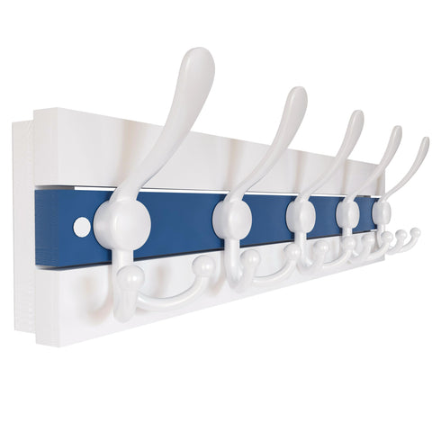 SKOLOO Coastal Wall Mounted Coat Rack - 43cm Beach House Entryway Wooden Coat Hook with 5 Hooks for Hanging Coats, Hats or Towels