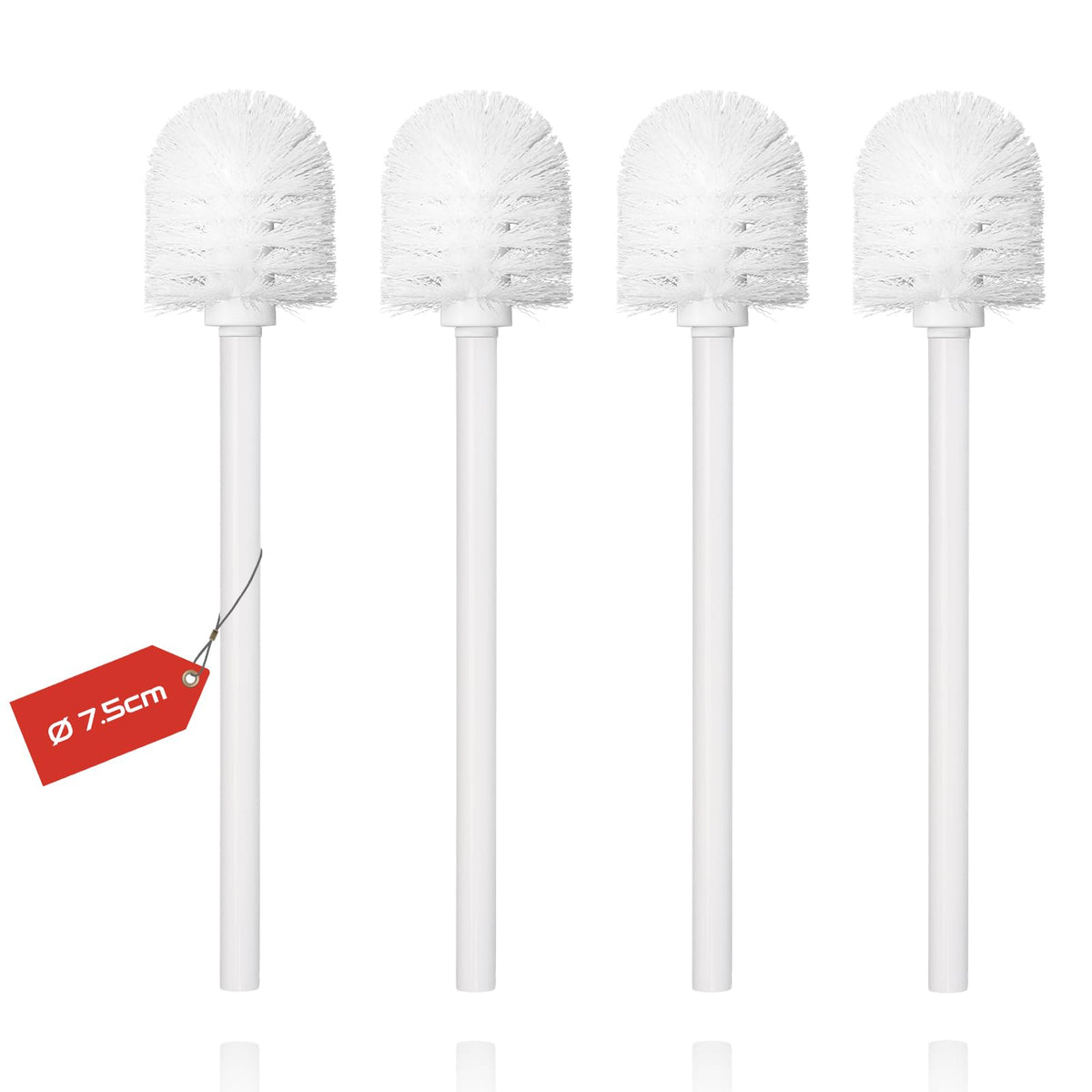 Toilet Brush, 4PCS Toilet Brushes with Stainless Steel Handle, Standing Stainless Steel Toilet Brushes for Bathroom Toilet-Ergonomic, Elegant,Durable