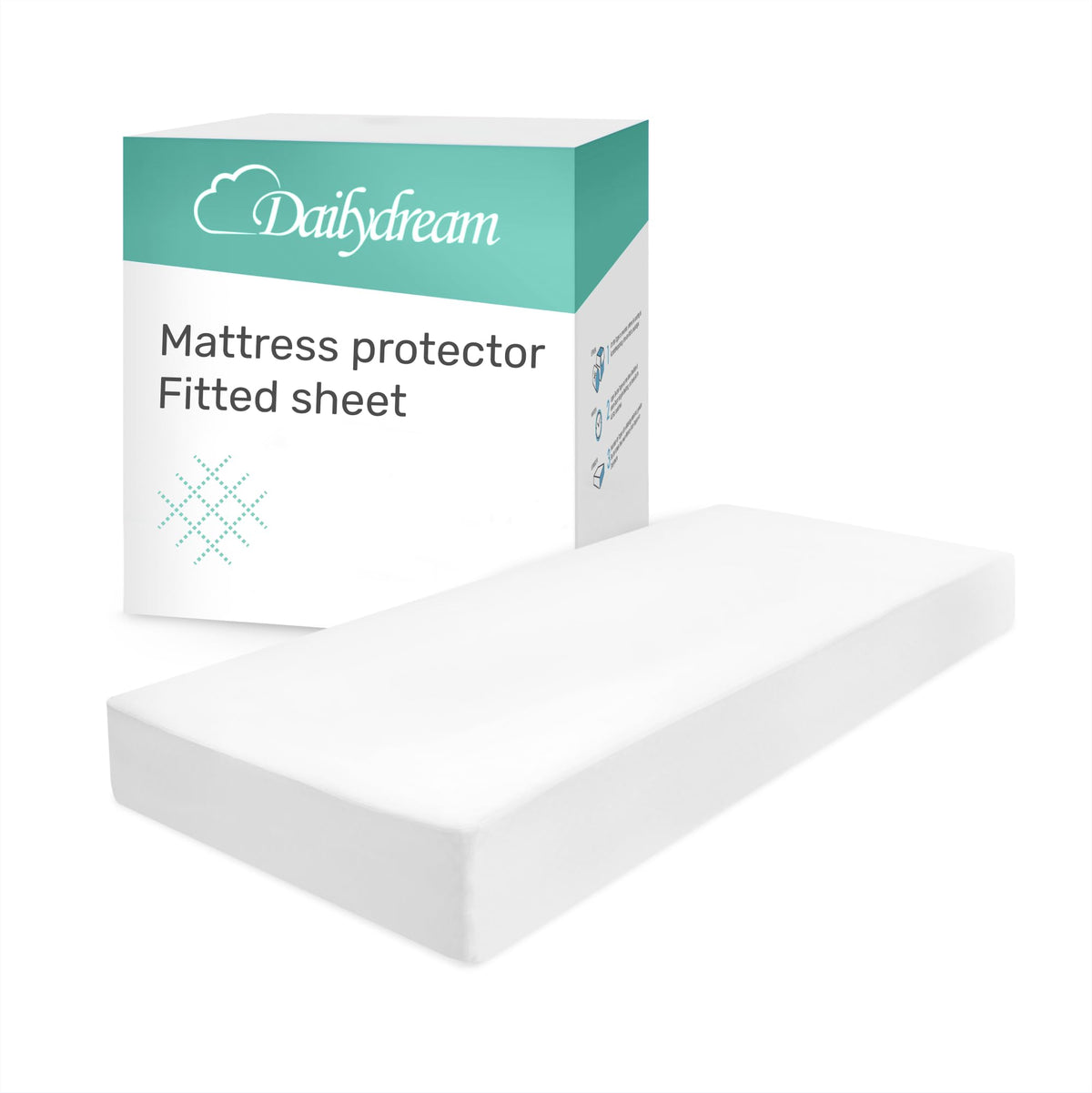 Dailydream Waterproof Mattress Protector, Fitted Sheet Format, Breathable, 200 x 200 cm, White
