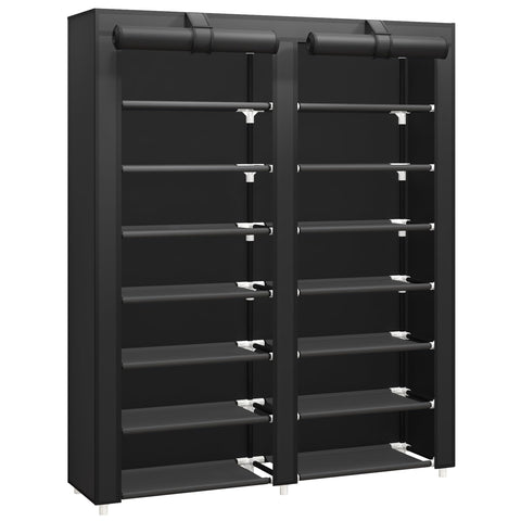 JIUYOTREE 7-Tier Dustproof Shoe Rack Holds 28 Pairs Shoes, Black