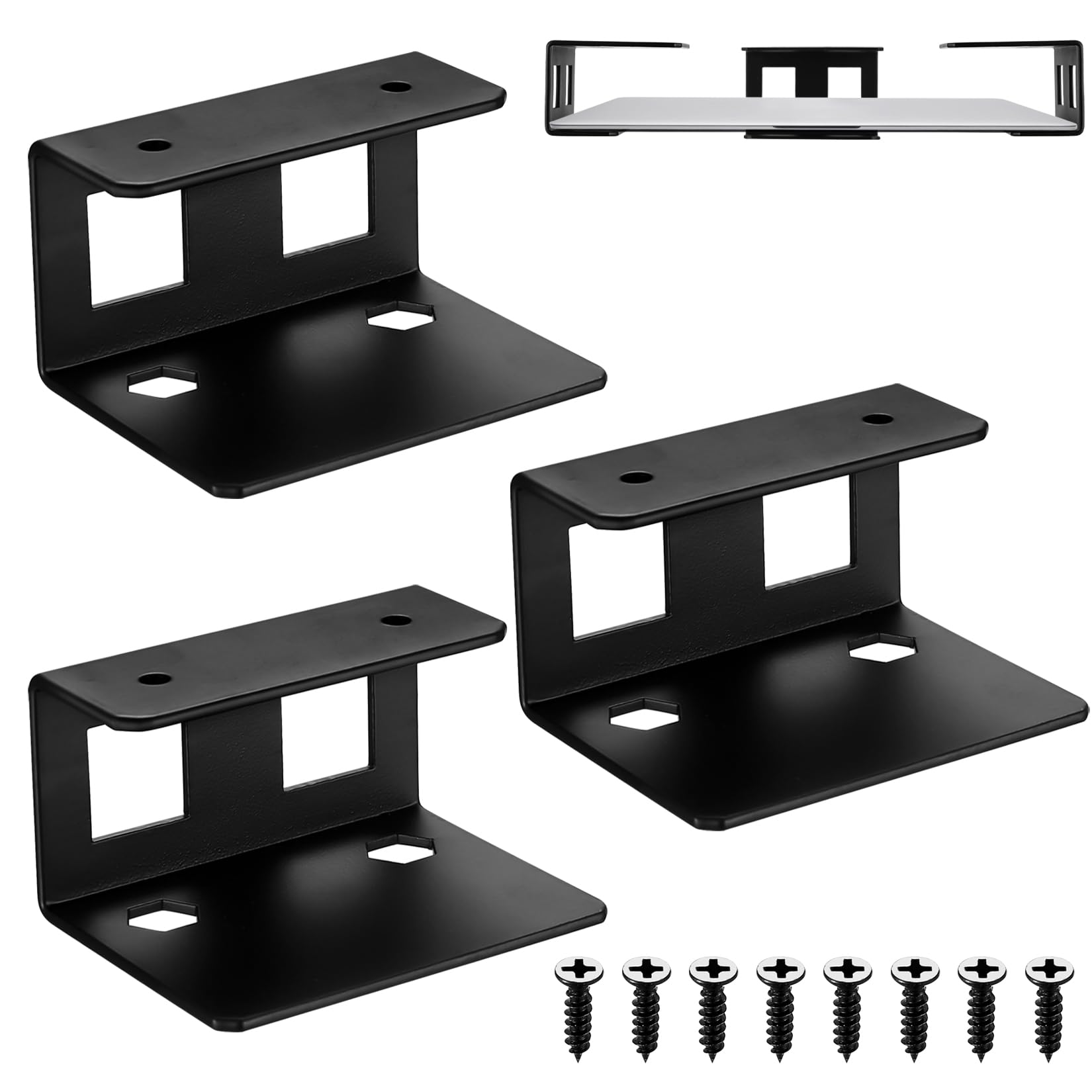 Xingwenhao 3 Pcs Under Desk Laptop Mount, Anti-Scratch Metal Under Desk Laptop Holders
