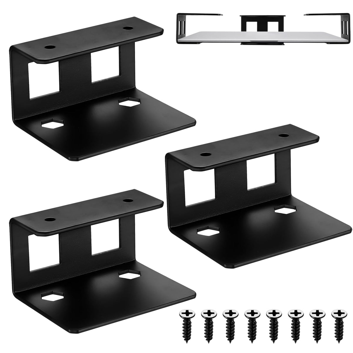 Xingwenhao 3 Pcs Under Desk Laptop Mount, Anti-Scratch Metal Under Desk Laptop Holders