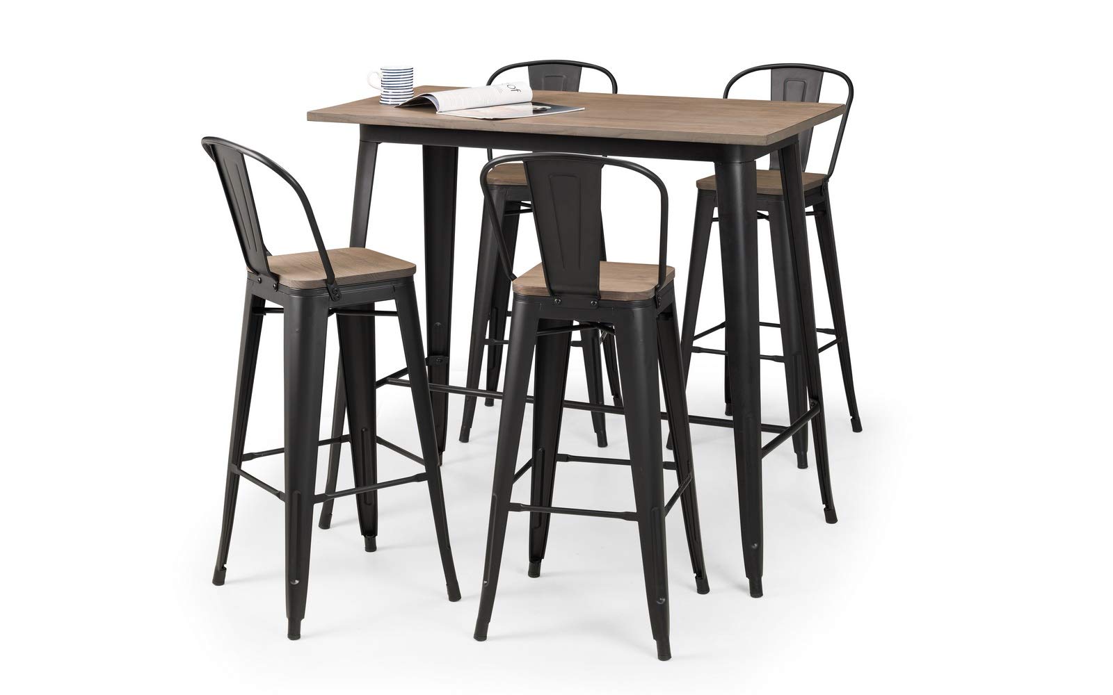 Julian Bowen Grafton Bar Table for 2-4, Solid Elm - H105 x W120 x D60cm