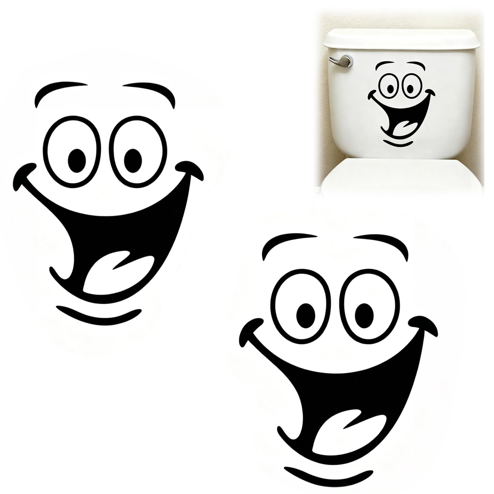 2 Pcs Smiley Face Bathroom wall Stickers