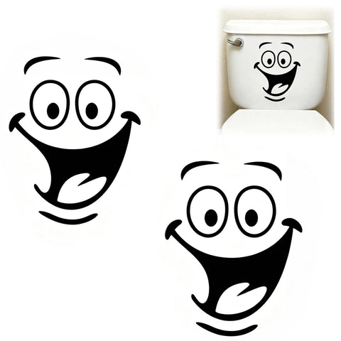 2 Pcs Smiley Face Bathroom wall Stickers
