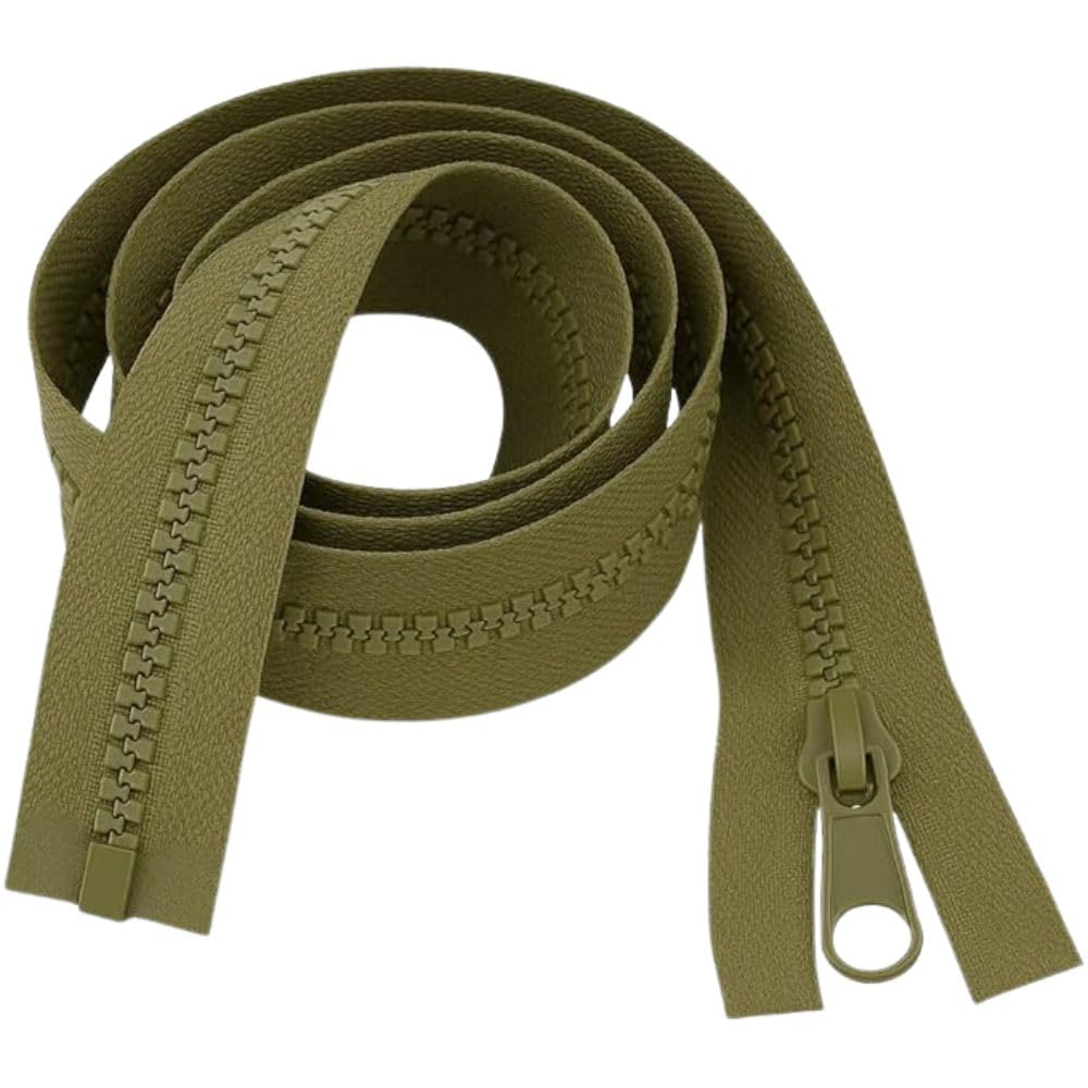 28" (71cm) Olive Chunky Zip - Heavy-Duty Open-Ended Separating