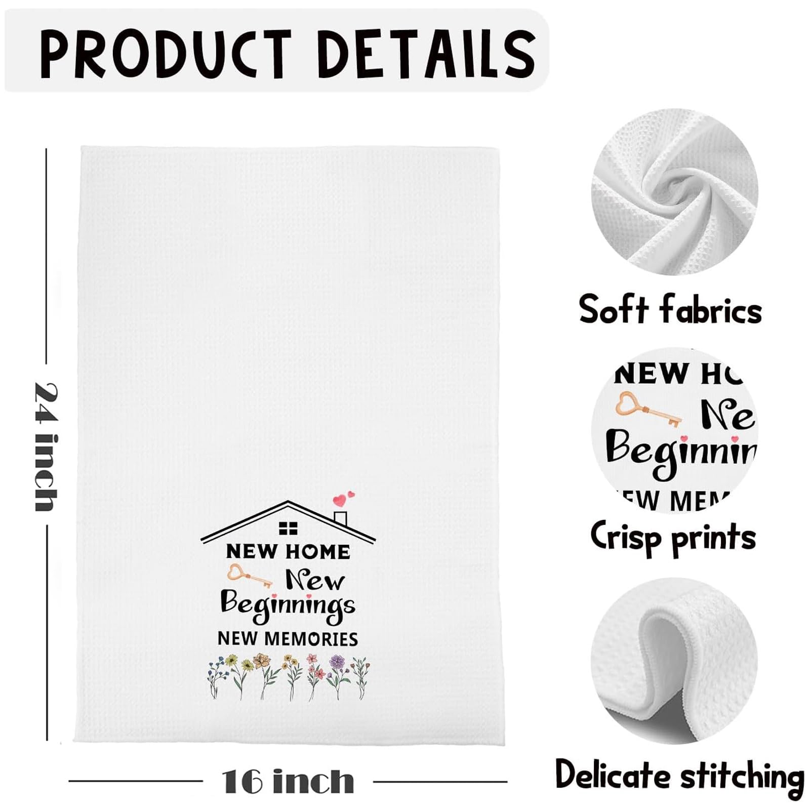 2PCS New Home Gifts Ornament Kitchen Towel House Warming Gifts (White)