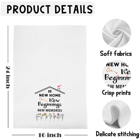 2PCS New Home Gifts Ornament Kitchen Towel House Warming Gifts (White)