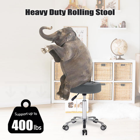 Antlu Massage Stool Chair on Wheels for Beauty Kitchen Salon Home Office, Adjustable High Rolling Swivel Stool (Grey)