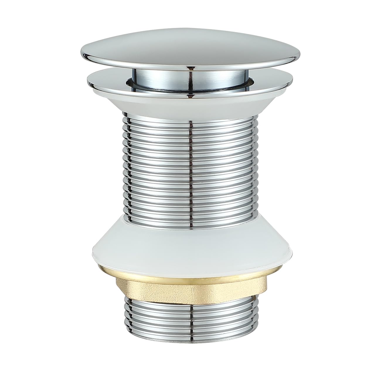 Brass Pop Up Sink Plug Basin Sink Drain Stopper Non-Overflow Chrome Finish