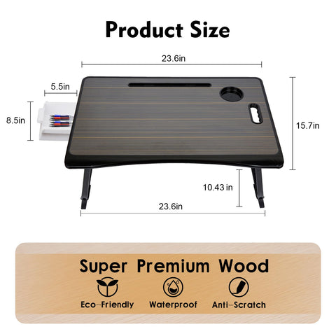 Amaredom Lap Desk, Foldable Bed Desk for Laptop, 60cm x40 cm - Black