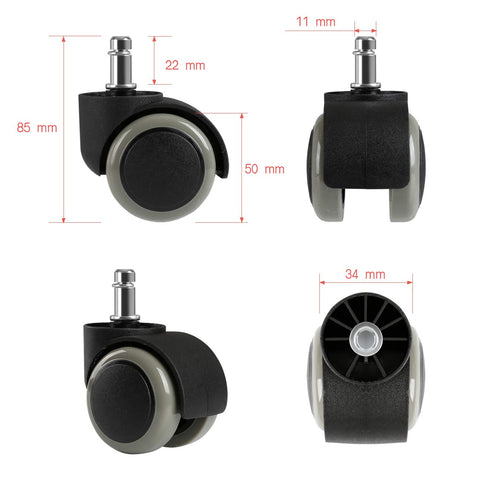 LIHAO 5 Pcs Wheels For Office Chair 11mm Office Chair Wheels Replacement