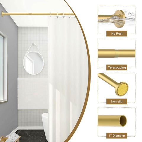 GXOACKJ Gold Shower Curtain Rods - 31-80 Inch Spring Tension Shower Rods for Bathroom, Adjustable, No Drilling, No Rust, Stainless Steel