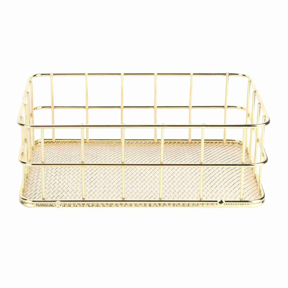 WGFOIP Metal Wire Mesh Storage Basket, Golden Iron Desktop Organizer with Sturdy Wrought Iron Construction