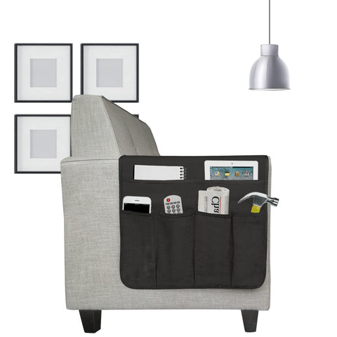 Sofa Chair Armrest Storage Organizer Non-Slip Couch Recliner Remote Control Holder Waterproof Sofa Arm Tidy Hanging Storage Bag with 5 Pockets Holder