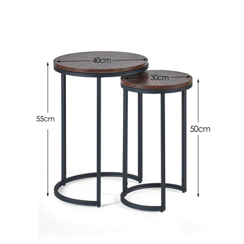 Julian Bowen Tribeca Round Nesting Side Tables, Walnut Effect/Black
