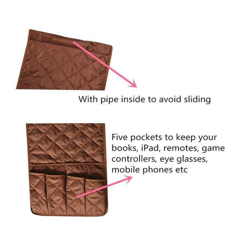 Copiel Sofa Armrest Organizer, Waterproof Sofa Couch Chair Armrest Durable Soft Caddy Organizer Holder for Phone, Book, Magazines, TV Remote Control