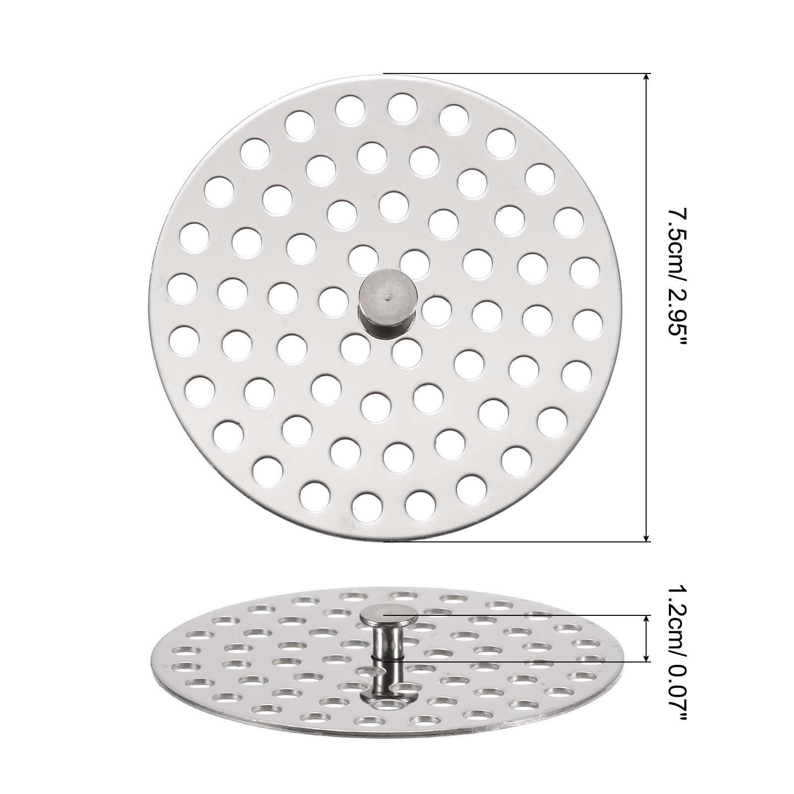 sourcing map Shower Drain Hair Catcher, 3 inch Stainless Steel Round Floor Drain Cover Anti-Clogging Protection Cover Replacement for Furniture