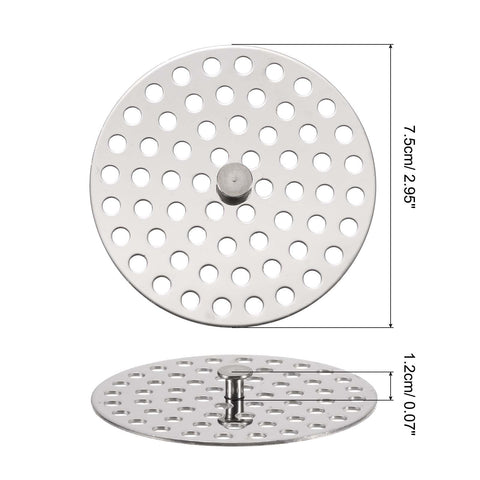 sourcing map Shower Drain Hair Catcher, 3 inch Stainless Steel Round Floor Drain Cover Anti-Clogging Protection Cover Replacement for Furniture