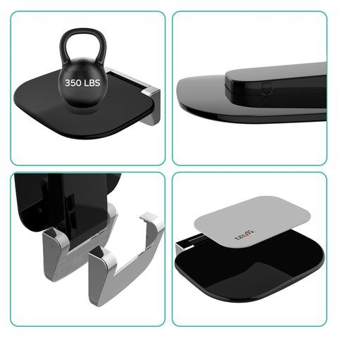 Heuffe Folding Shower Seat Wall Mounted,Easy Clean Foldable shower Chair，Fold Up Shower Stool for Disabled, Elderly and Seniors (Black)
