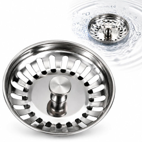 78mm Universal Stainless Steel Kitchen Sink Strainer and Stopper, 2 in 1 Anti Clog Rust Resistant Replacement Sink Plug for Kitchen Bathroom Laundry