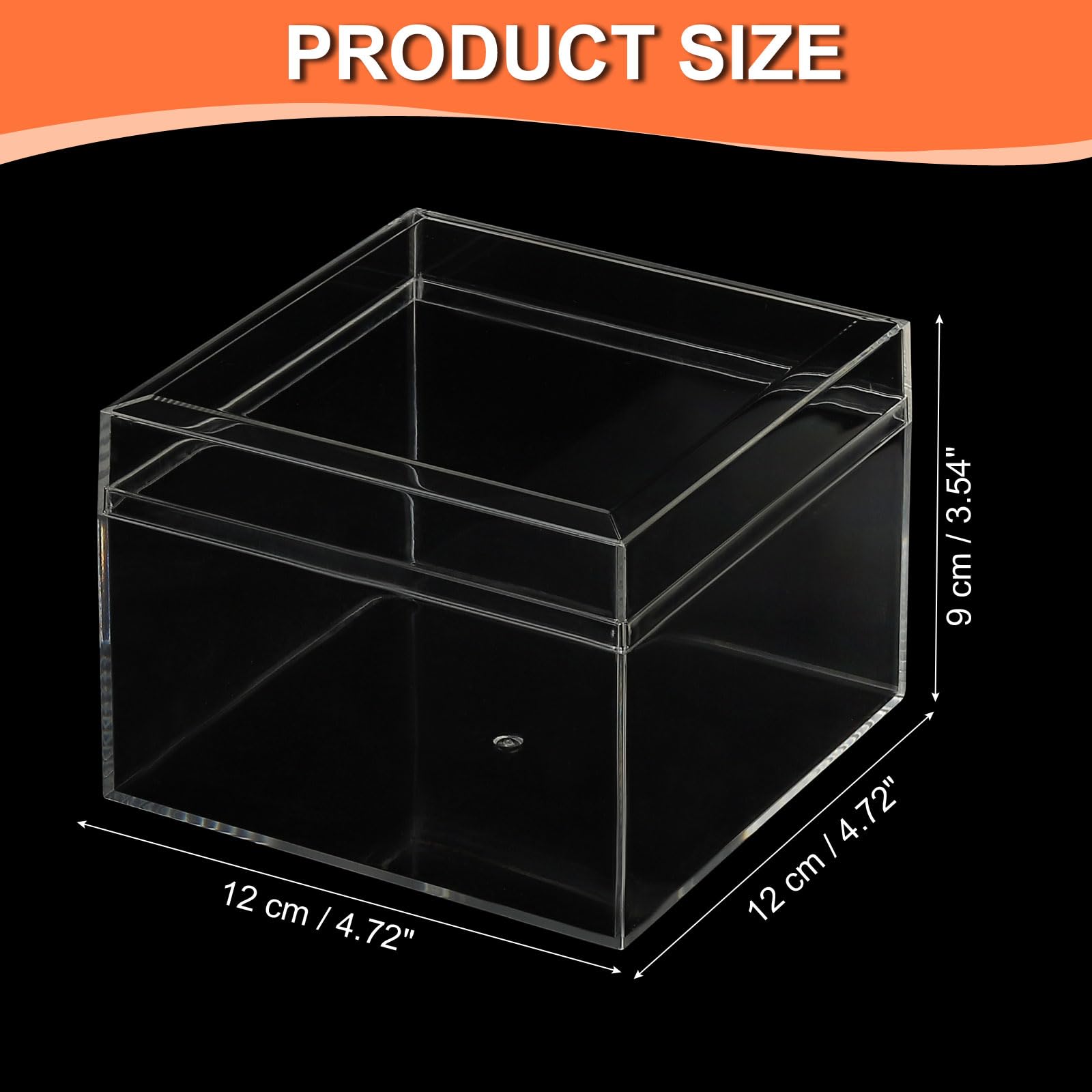 PATIKIL Acrylic Box with Lid 4.72" x 4.72" x 3.54", Clear Acrylic Display Boxes Plastic Square Cube Containers Storage Organizer for Candy Tiny
