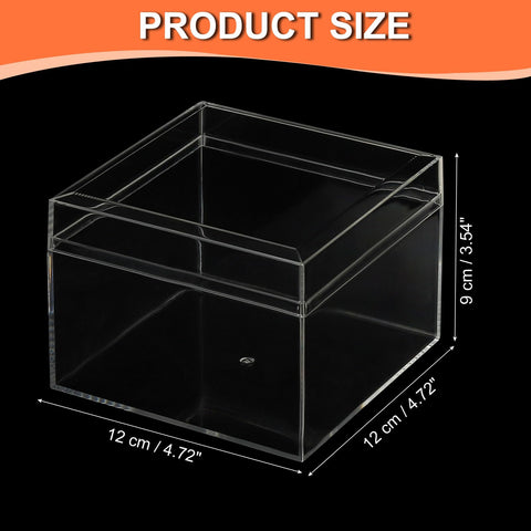 PATIKIL Acrylic Box with Lid 4.72" x 4.72" x 3.54", Clear Acrylic Display Boxes Plastic Square Cube Containers Storage Organizer for Candy Tiny
