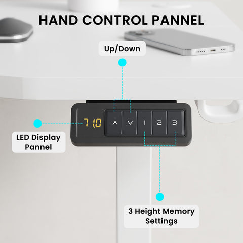 Farini U-Shaped Ergonomic Electric Standing Desk, 100x60cm, Height Adjustable Sit to Stand Desk with Memory Keypad & Headphone Hook for Home and