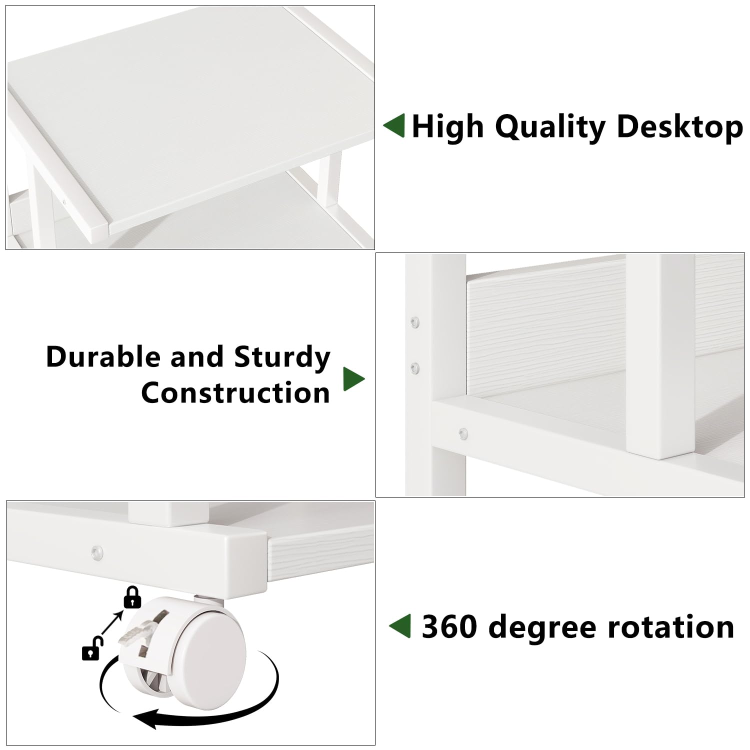 IBUYKE 3-Tier Printer Stand With Storage Shelf and Wheels - Rolling Cart for Home Office Organization, Heat Press, Microwave and Mini Fridge TPS001W