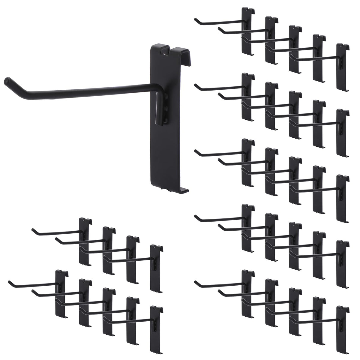 IGNPION 35 Pieces Metal Gridwall Hooks - Black Notch Display Hook Grid Wall Panel Hooks Commercial Grade Gridwall Pegs for Shop Retail Display