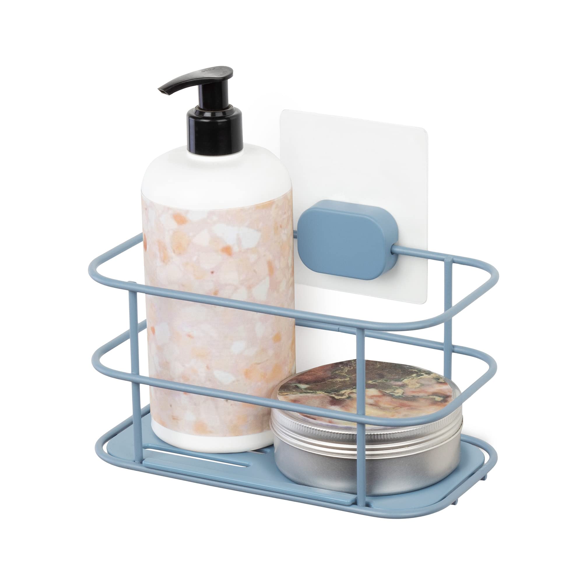 Compactor Grena Small Wall-Mounted Shelf, Self-Adhesive, 19X11X16(H) cm, Blue, Powder Coated Metal