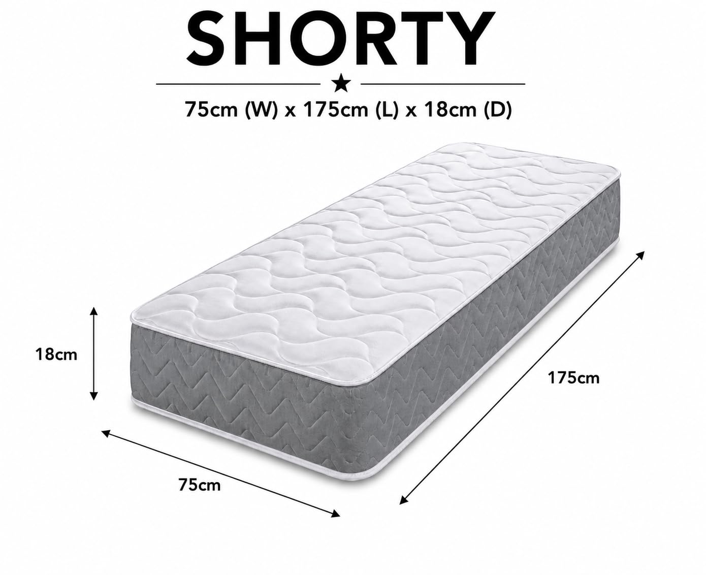 Starlight Beds Twilight Grey Shorty Mattress - 2ft6 x 5ft9